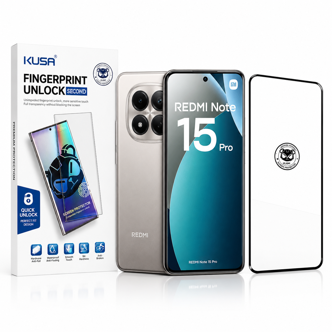 خرید گلس فول چسب کوزا KUSA شیائومی Redmi Note 15 Pro 4G