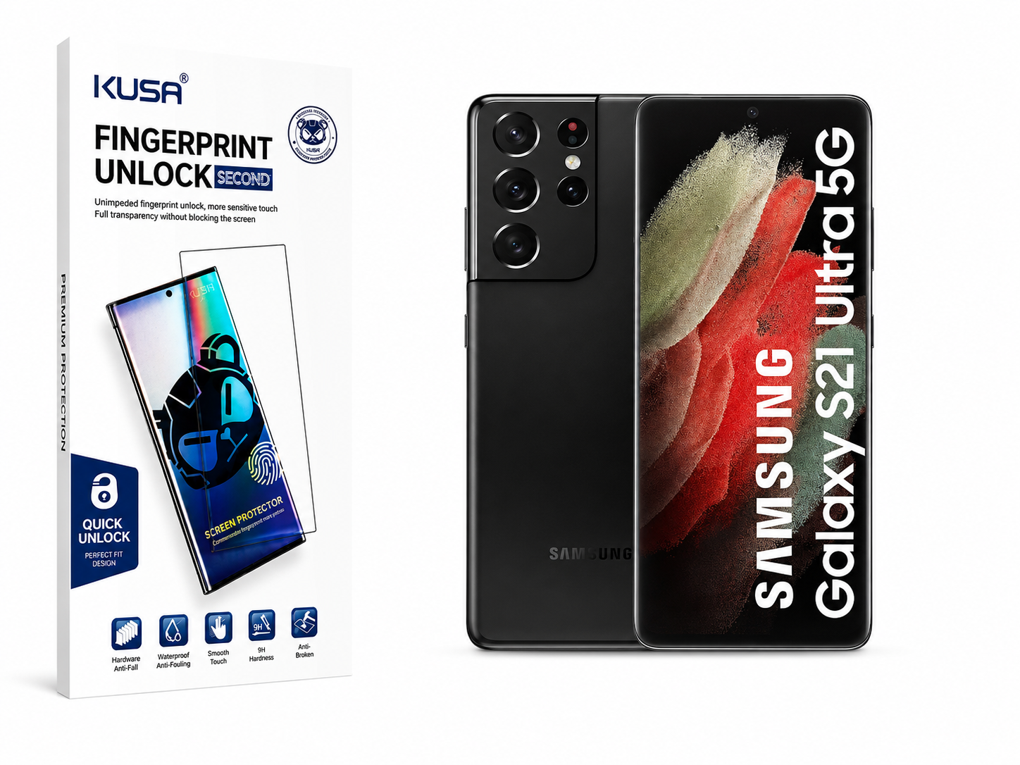 خرید گلس محافظ صفحه نمایش سامسونگ Galaxy S21 Ultra برند KUSA